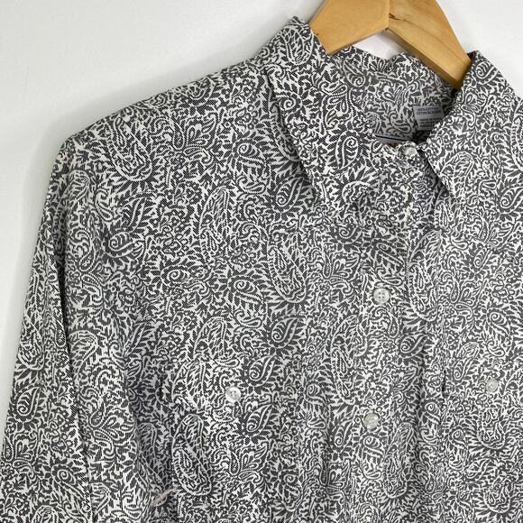 Roper Grey White Paisley Print  Button Up Shirt Mens Size L Rodeo Western Cowboy - Picture 4 of 6